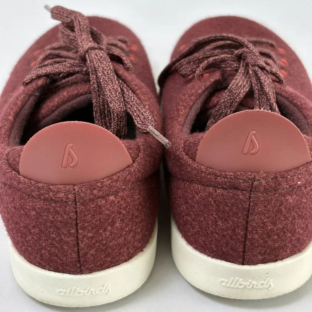 Allbirds WP Wool Pipers Shoes Womens 6 Burgundy Low Top Comfort Lace Sneakers - Picture 5 of 11